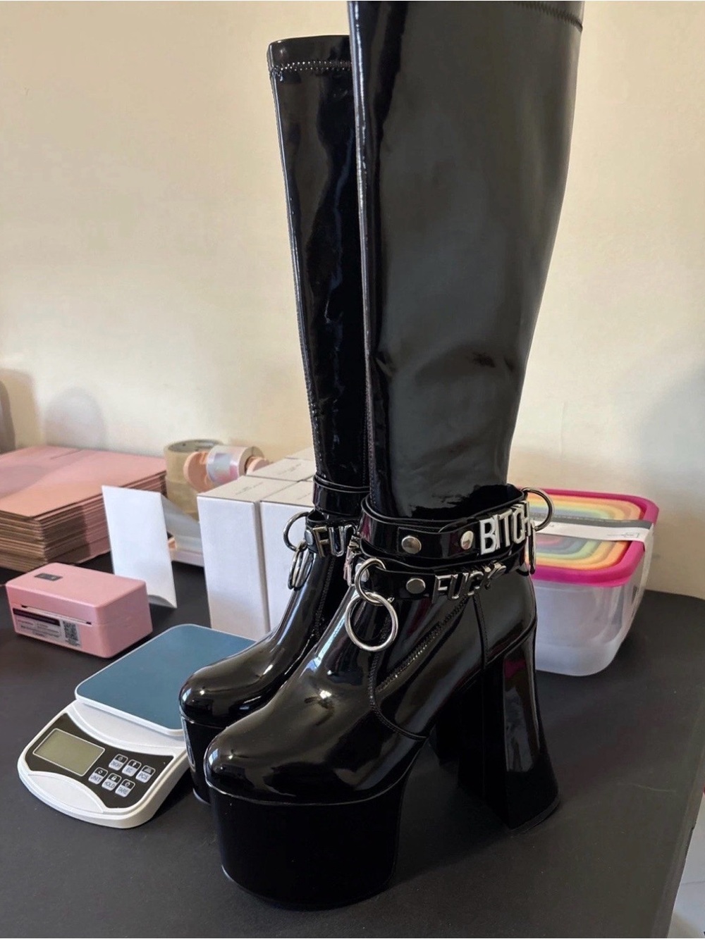 Dolls Kill Widow SAFE WORD PLATFORM BOOTS Black Size 10 new